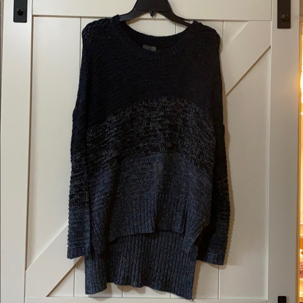 Oversized Blue Color Block Sweater